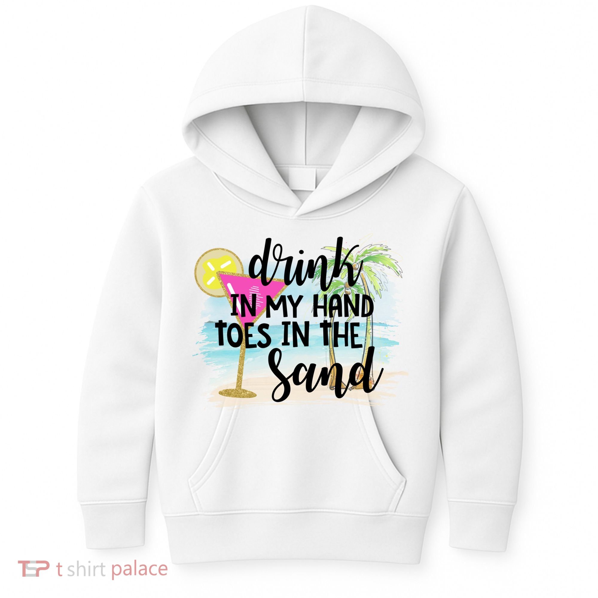 In My Hand Toes In The Sand Summer Vibes Beach Vacay Cool Gift Kids Hoodie