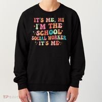 It's Me Hi I'm The School Social Worker Back To School Funny Women's Sweatshirt thumb 0