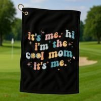 It's Me Hi I'm The Cool Mom It's Me Groovy Retro Golf Towel thumb 1