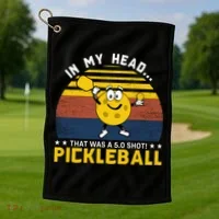 In My Head Funny Pickleball Golf Towel thumb 1