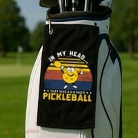 In My Head Funny Pickleball Golf Towel thumb 2