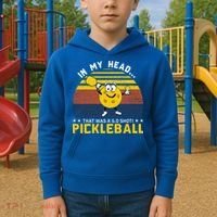 In My Head Funny Pickleball Kids Hoodie thumb 2