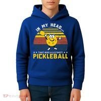In My Head Funny Pickleball Kids Hoodie thumb 4