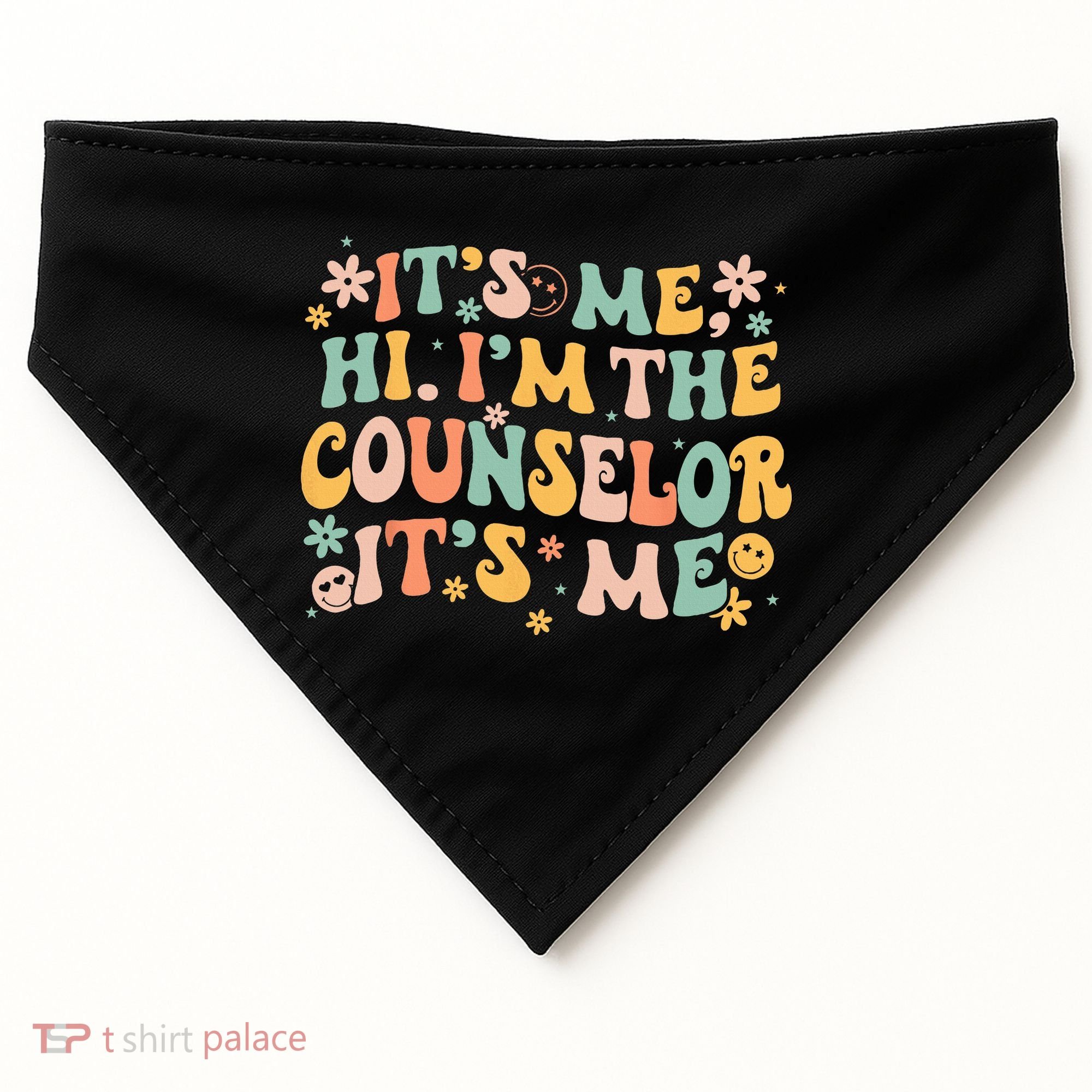 It's Me Hi I'm The Counselor It's Me Groovy Back To School USA-Made Doggie Bandana