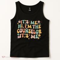 It's Me Hi I'm The Counselor It's Me Groovy Back To School Tank Top thumb 2