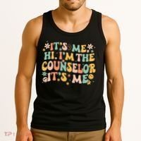 It's Me Hi I'm The Counselor It's Me Groovy Back To School Tank Top thumb 3