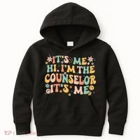 It's Me Hi I'm The Counselor It's Me Groovy Back To School Kids Hoodie thumb 0
