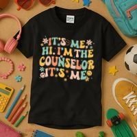 It's Me Hi I'm The Counselor It's Me Groovy Back To School Kids T-Shirt thumb 3