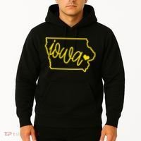 Iowa Map Iowa Lover Heaven Gold Map Hoodie thumb 2