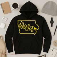 Iowa Map Iowa Lover Heaven Gold Map Hoodie thumb 3