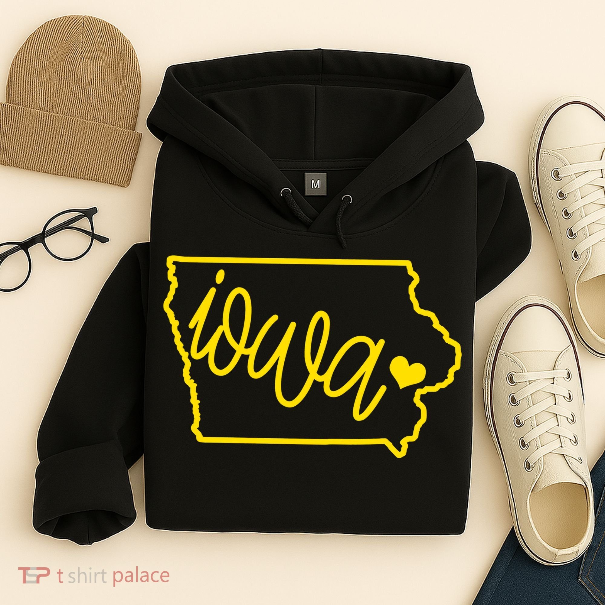 Iowa Map Iowa Lover Heaven Gold Map Hoodie