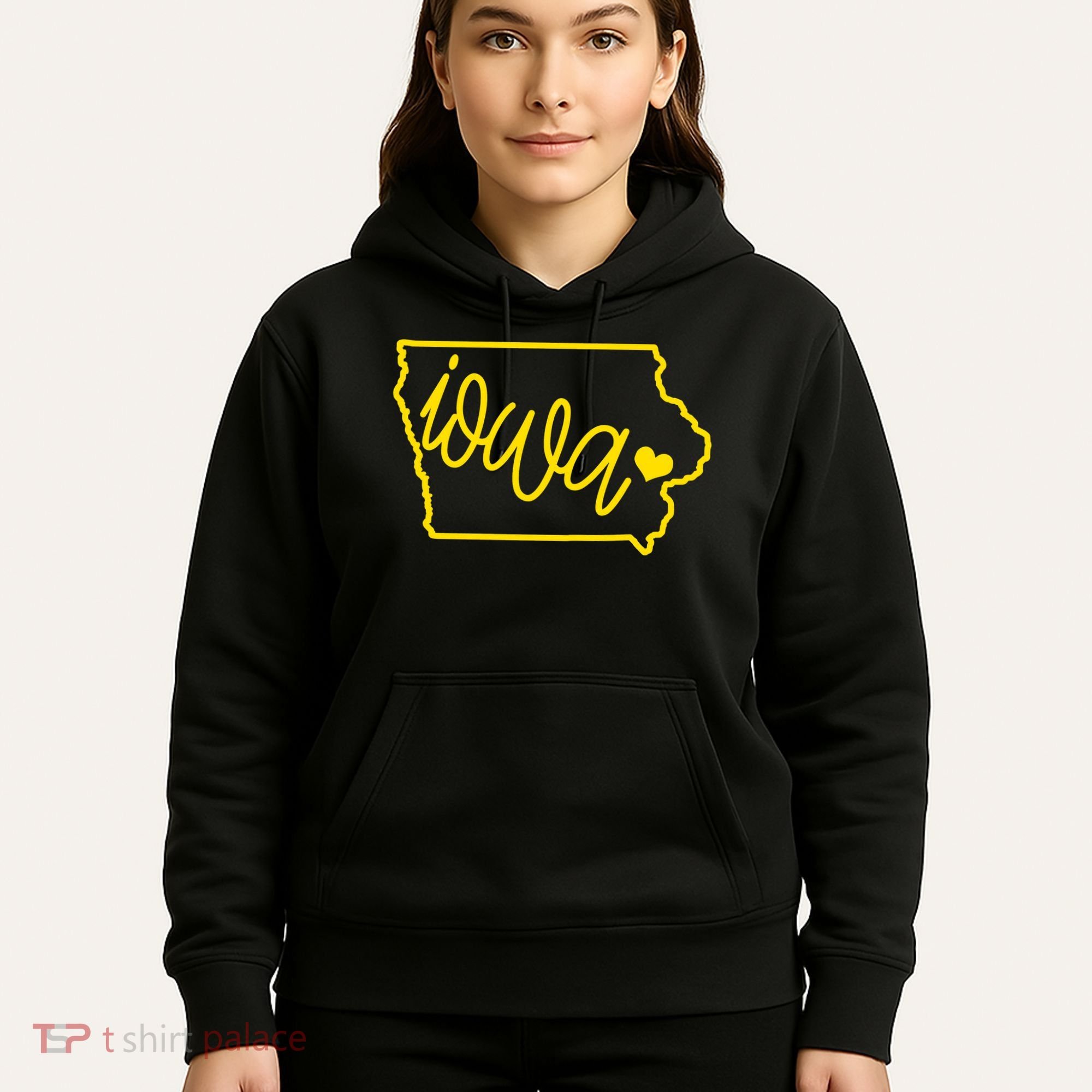 Iowa Map Iowa Lover Heaven Gold Map Hoodie