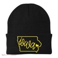 Iowa Map Iowa Lover Heaven Gold Map Beanie thumb 0