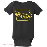 Iowa Map Iowa Lover Heaven Gold Map Baby Bodysuit thumb 0