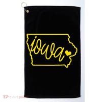 Iowa Map Iowa Lover Heaven Gold Map Golf Towel thumb 0