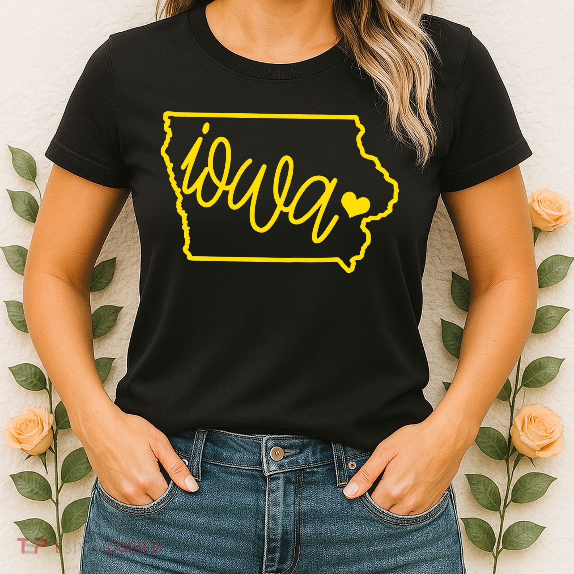 Iowa Map Iowa Lover Heaven Gold Map Women's T-Shirt