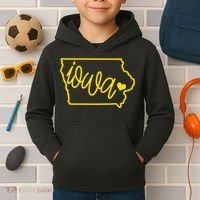 Iowa Map Iowa Lover Heaven Gold Map Kids Hoodie thumb 2