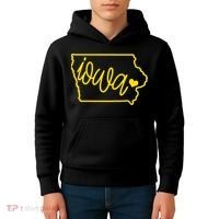 Iowa Map Iowa Lover Heaven Gold Map Kids Hoodie thumb 4