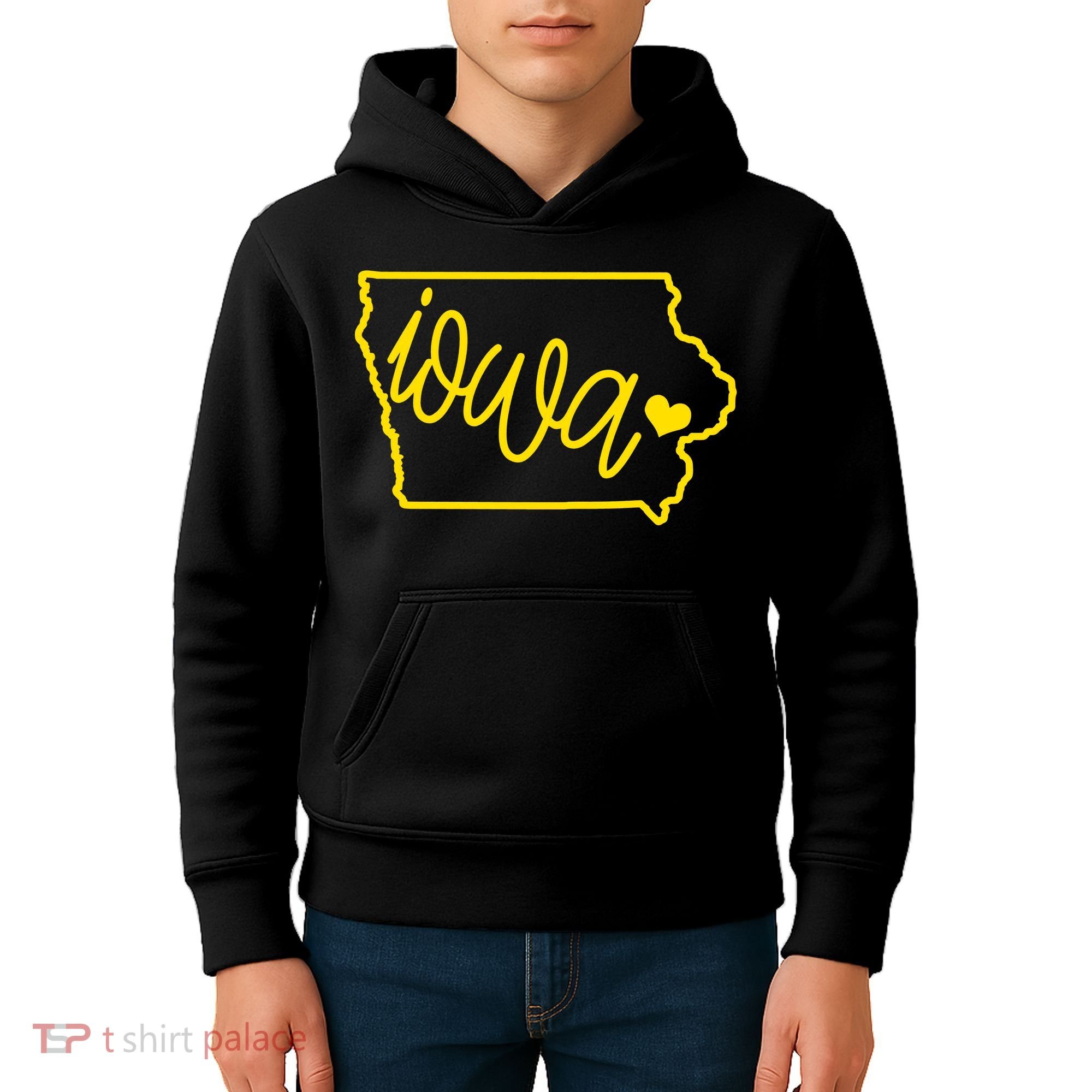 Iowa Map Iowa Lover Heaven Gold Map Kids Hoodie