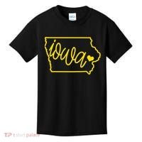 Iowa Map Iowa Lover Heaven Gold Map Kids T-Shirt thumb 0