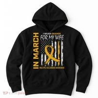 In March I Wear Orange For My Wife Multiple Sclerosis Flag Hoodie thumb 0