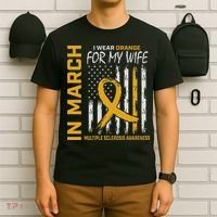 In March I Wear Orange For My Wife Multiple Sclerosis Flag T-Shirt thumb 6