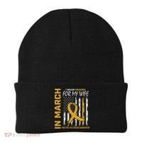 In March I Wear Orange For My Wife Multiple Sclerosis Flag Beanie thumb 0