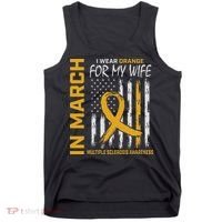 In March I Wear Orange For My Wife Multiple Sclerosis Flag Tank Top thumb 0
