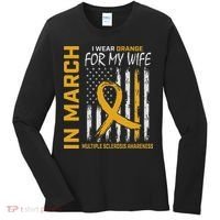 In March I Wear Orange For My Wife Multiple Sclerosis Flag Women's Long Sleeve Shirt thumb 0