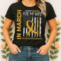 In March I Wear Orange For My Wife Multiple Sclerosis Flag Women's T-Shirt thumb 2