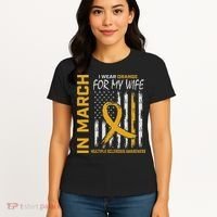 In March I Wear Orange For My Wife Multiple Sclerosis Flag Women's T-Shirt thumb 4