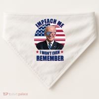 Impeach Me I Won't Even Remember Joe Biden American Flag Funny USA-Made Doggie Bandana thumb 0