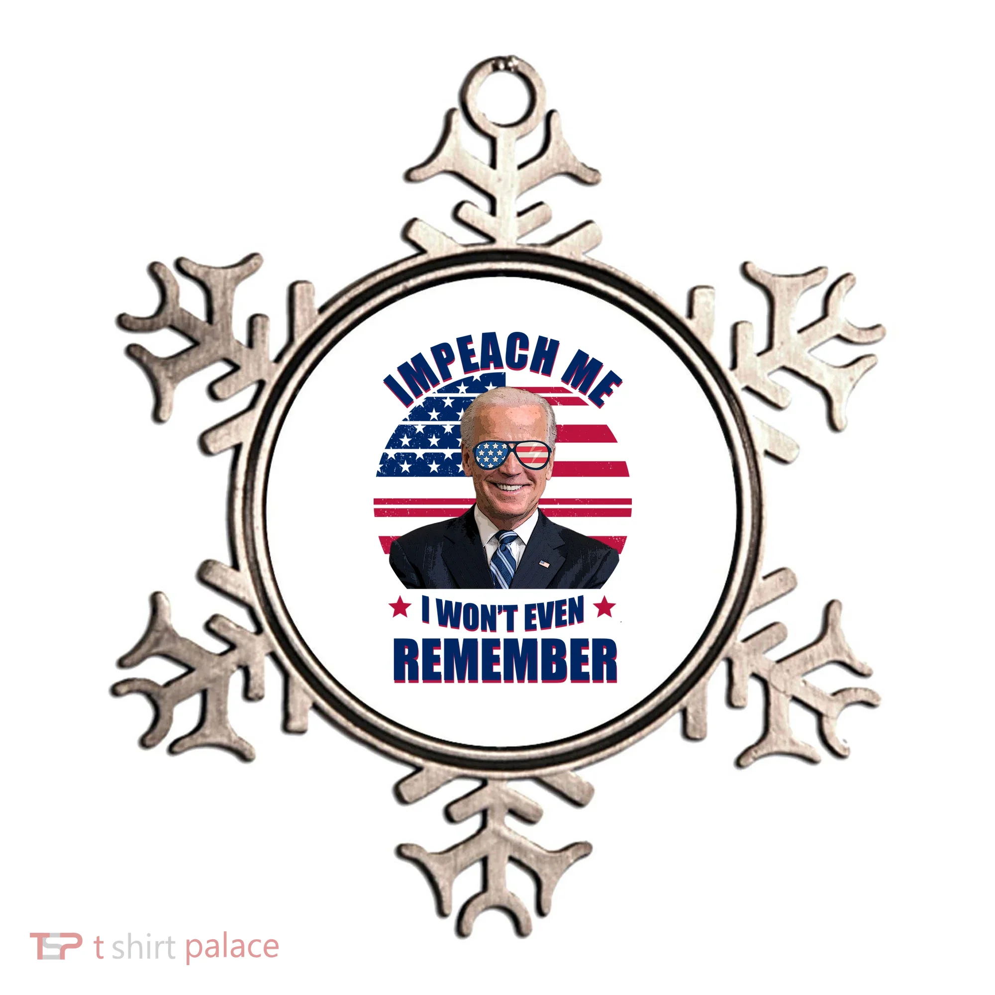 Impeach Me I Won't Even Remember Joe Biden American Flag Funny Ornament