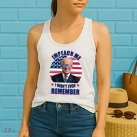 Impeach Me I Won't Even Remember Joe Biden American Flag Funny Women's Tank Top thumb 2