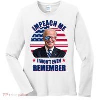 Impeach Me I Won't Even Remember Joe Biden American Flag Funny Women's Long Sleeve Shirt thumb 0