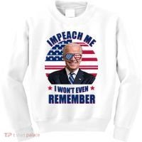 Impeach Me I Won't Even Remember Joe Biden American Flag Funny Kids Sweatshirt thumb 0