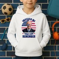 Impeach Me I Won't Even Remember Joe Biden American Flag Funny Kids Hoodie thumb 2
