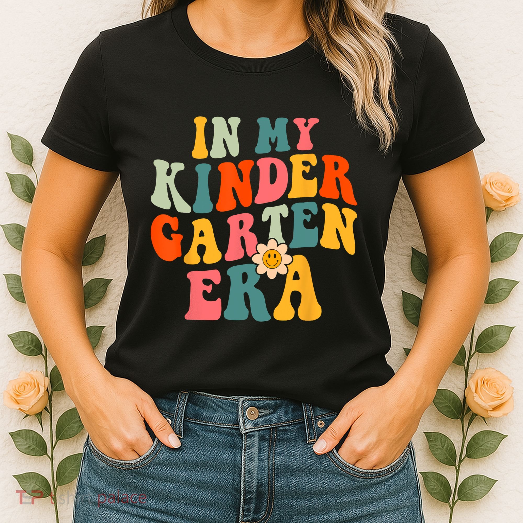 In My Kindergarten Teacher Era Shirts Kinder Groovy Retro Women's T-Shirt