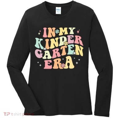 In My Kindergarten Era Retro Back To School Teacher Student Women's Long Sleeve Shirt