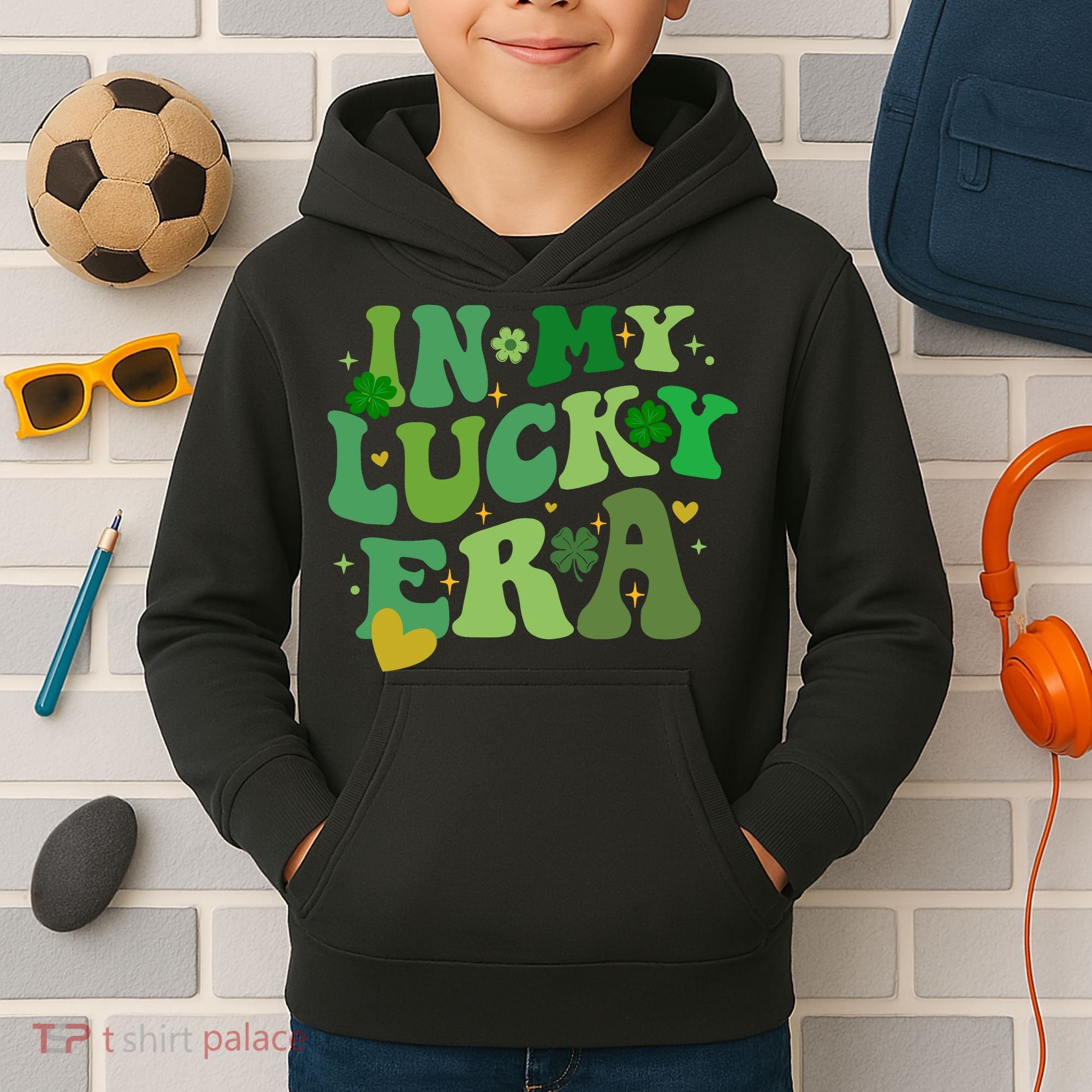 In My Lucky Era St Patricks Day Shamrock Kids Hoodie