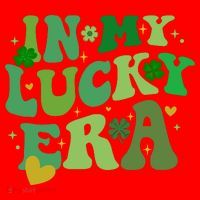 In My Lucky Era St Patricks Day Shamrock Santa Hat thumb 1
