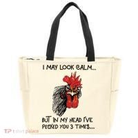 I May Look Calm Chicken Funny Rooster Tee Tote Bag thumb 0