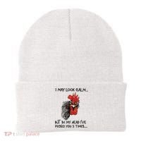 I May Look Calm Chicken Funny Rooster Tee Beanie thumb 0
