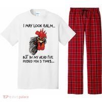 I May Look Calm Chicken Funny Rooster Tee Pajama Set thumb 0