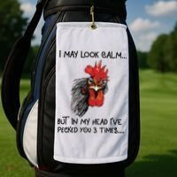 I May Look Calm Chicken Funny Rooster Tee Golf Towel thumb 2