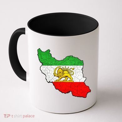Iran Map Lion Sun Emblem Vintage Persian Heritage Coffee Mug