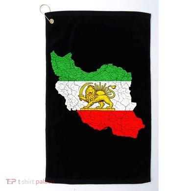 Iran Map Lion Sun Emblem Vintage Persian Heritage Golf Towel