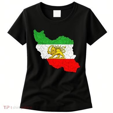 Iran Map Lion Sun Emblem Vintage Persian Heritage Women's T-Shirt
