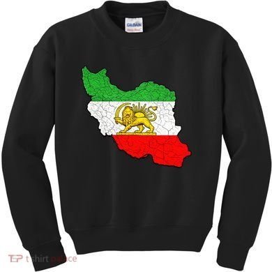 Iran Map Lion Sun Emblem Vintage Persian Heritage Kids Sweatshirt