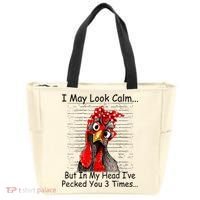 I May Look Calm But In My Head Ive Pecked You 3 Times Tote Bag thumb 0